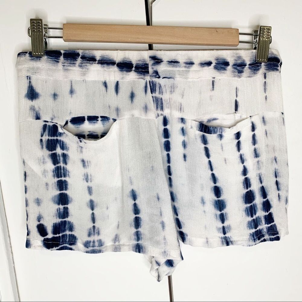 Women’s Shorts Pull On elastic waist stripe Small White Blue - Picture 4 of 12